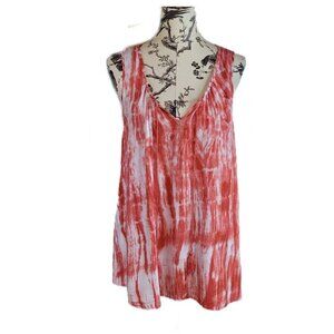 Beach Lunch Lounge Size M Sleeveless Viscose Tie Dye Tassels Top Tank Flowy